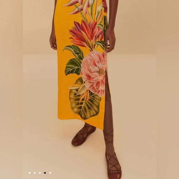 Farm Rio V neck linen midi dress - Picture 5 of 15